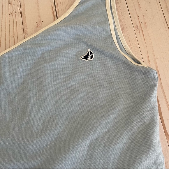 Y2K Abercrombie & Fitch Blue Sailboat One Shoulder Crop Top Womens Size Small - Picture 6 of 6